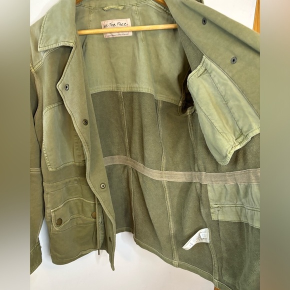Free People Sage Green Mixed Media Saturday Cozy Utility Jacket - Picture 5 of 11